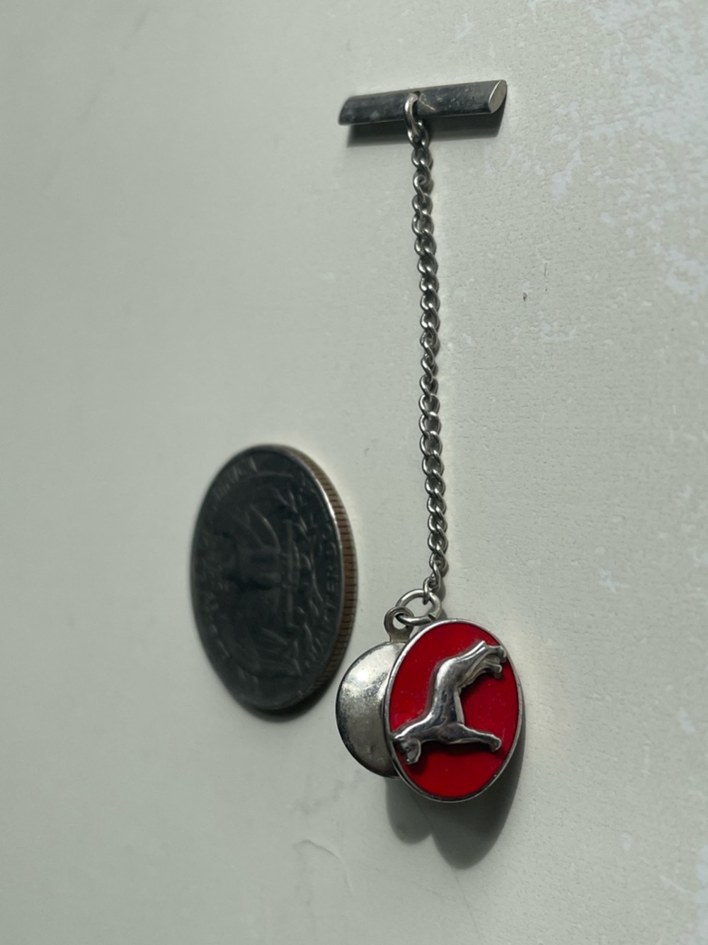 Sterling Silver - Red Enamel Dog Charm Tie Tack